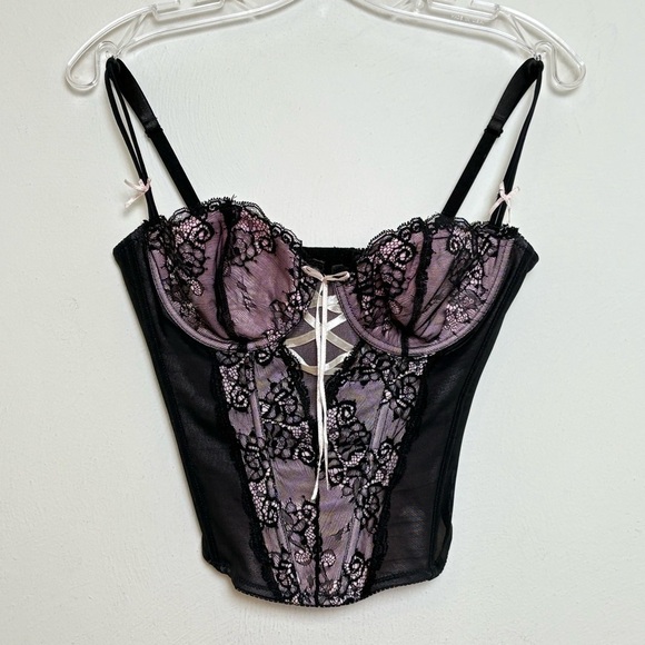 Mesh Lace Bow Corset with Underwire Bra - Picture 12 of 13